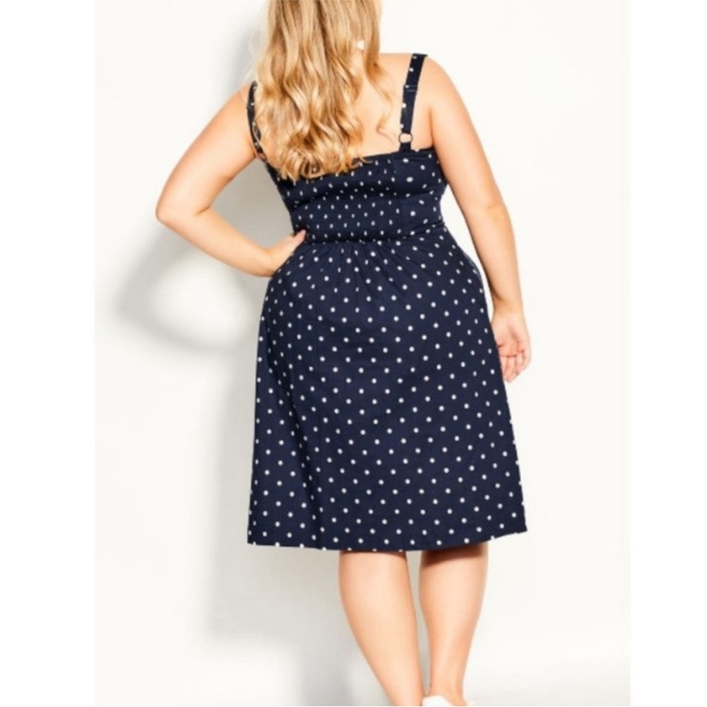 NWT City Chic size XL Black and White Tie with Polka Dot, Button-Down Dress - Picture 6 of 8